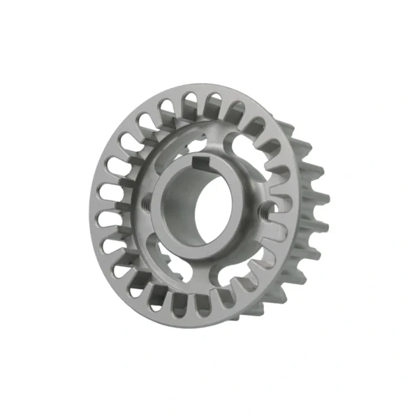 EBG V2 Front Pulley for E Ride Pro — heat-treated 420J2 steel, keyed shaft, front view