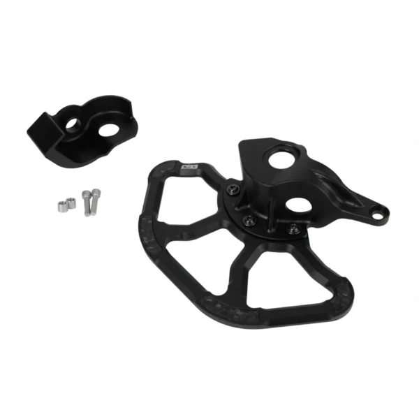 EBG Surron Ultra Bee front rotor guard and fork guard for RFloXa Ultra43 Fork, CNC 7075-T6 aluminum, Black