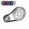 EBG Primary Drive Pulley Kit V2 for Talaria XXX — Raw Silver front and rear pulley with carbon belt; rear pulley available in 6 anodized colors