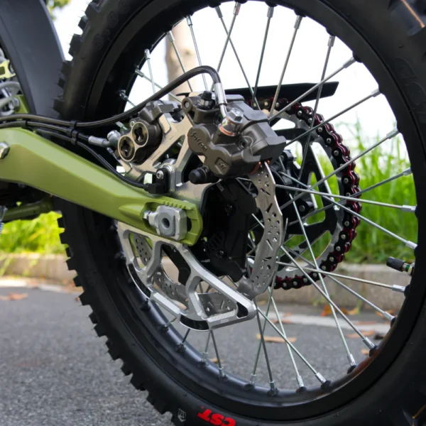 EBG 220mm rear brake rotor installed on Surron Light Bee 2