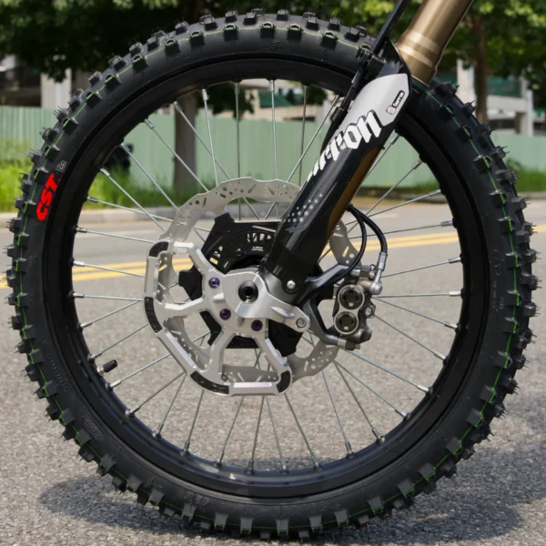 EBG 240mm front brake rotor installed on Surron Light Bee 2