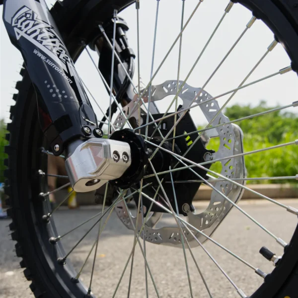 Surron Light Bee 2 front brake rotor guard V2 installed – detail 2